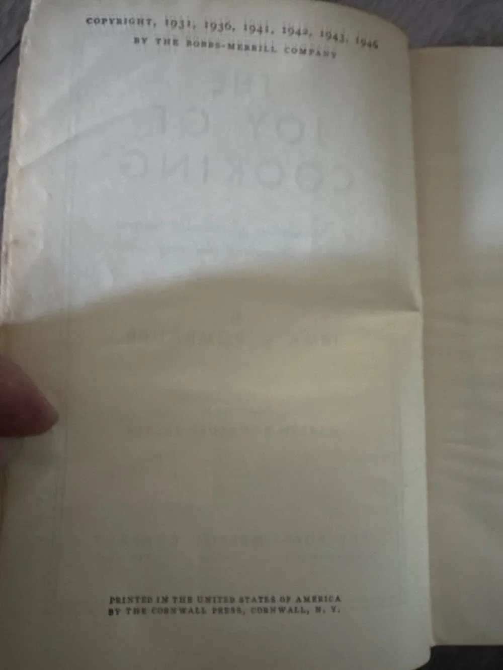 The Joy Of Cooking By Irma S. Rombauer 1946 Hardcover Edition